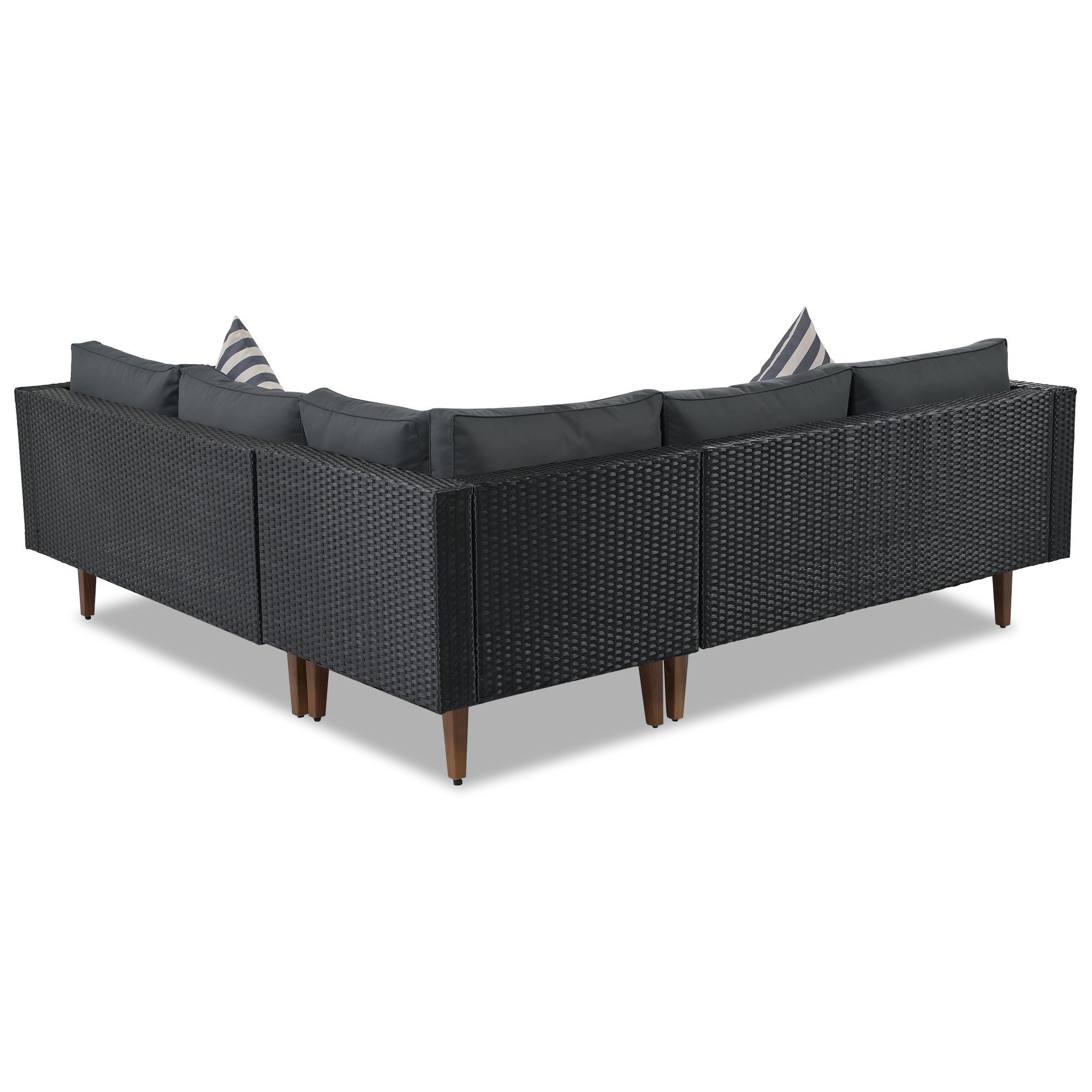 4-Piece Outdoor Wicker Sofa Set with Colorful Pillows