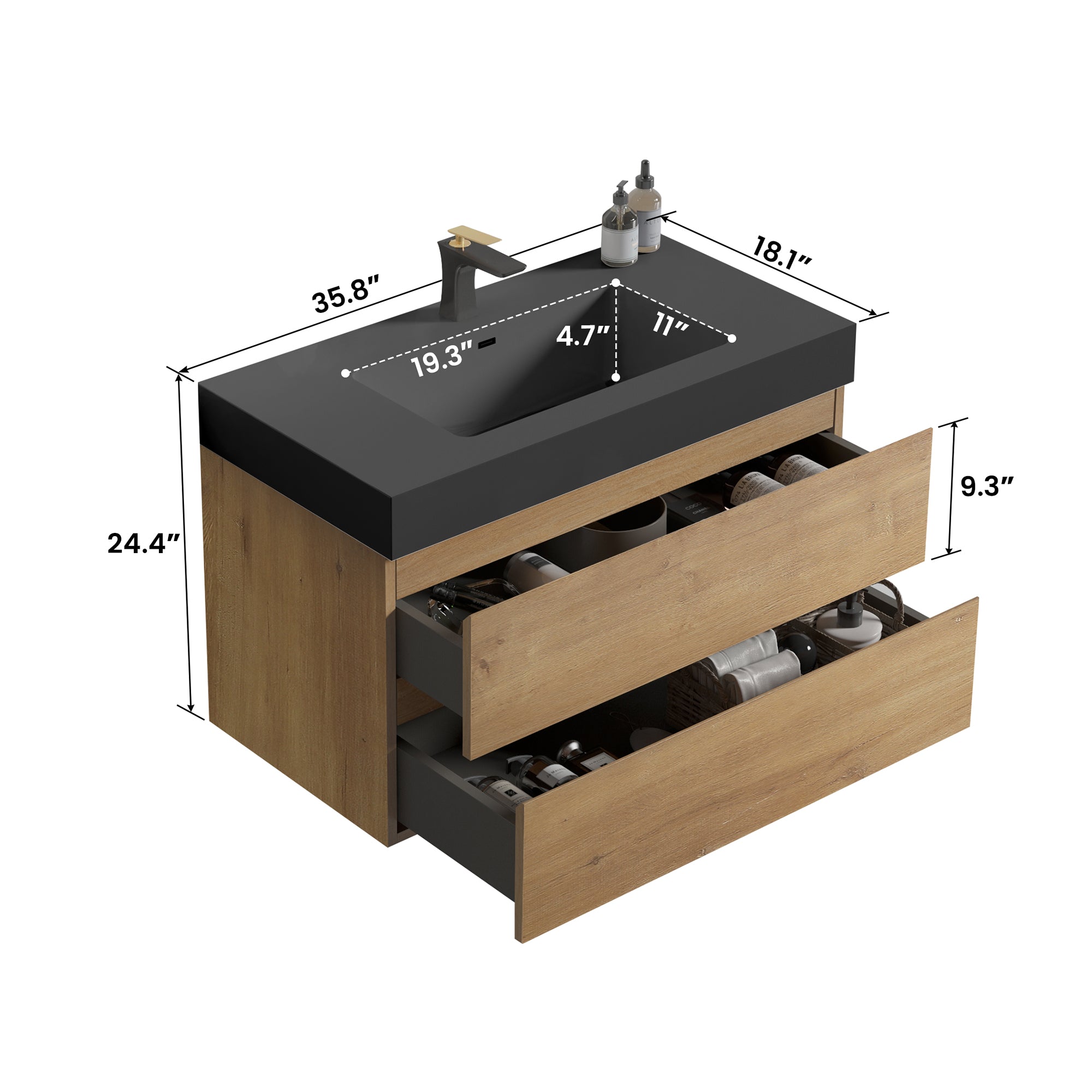 Alice 36" Single Wall Mounted Bathroom Vanity