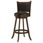 Chestnut Bar Stool Set with Black Upholstered Seat
