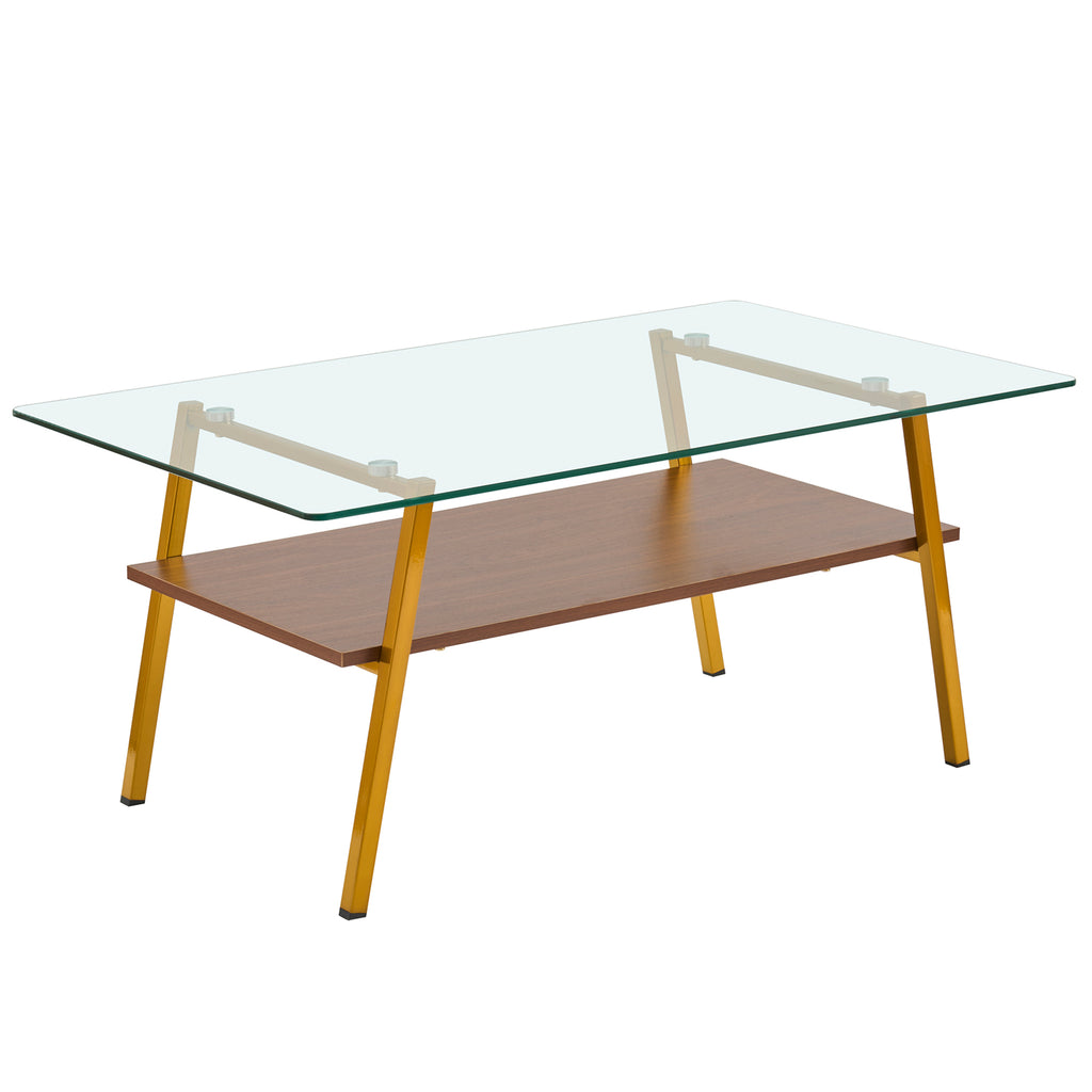Rectangle Coffee Table with Tempered Glass Tabletop