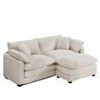 Corduroy Two-Seater Sofa with 1 Footrest