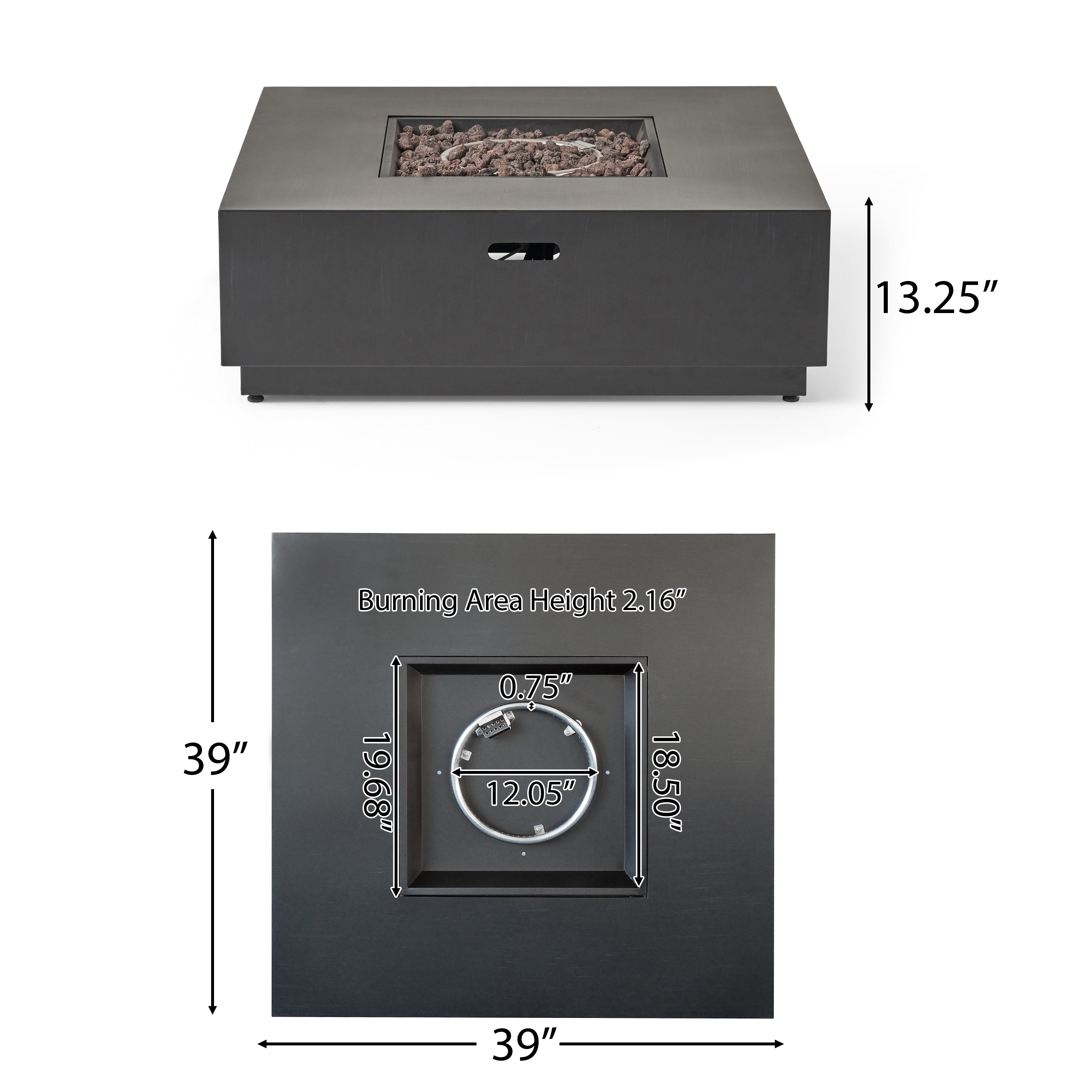 39" Square Iron Fire Pit - 50,000 BTU