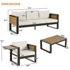 Aluminum Frame Large 4-Piece Outdoor Patio Furniture Set