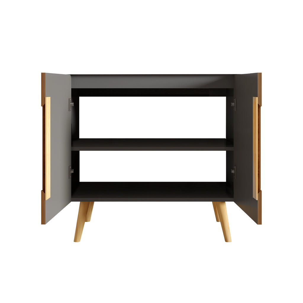 Etna 36-Inch Bathroom Vanity, Walnut Striped, Handless Modern Design