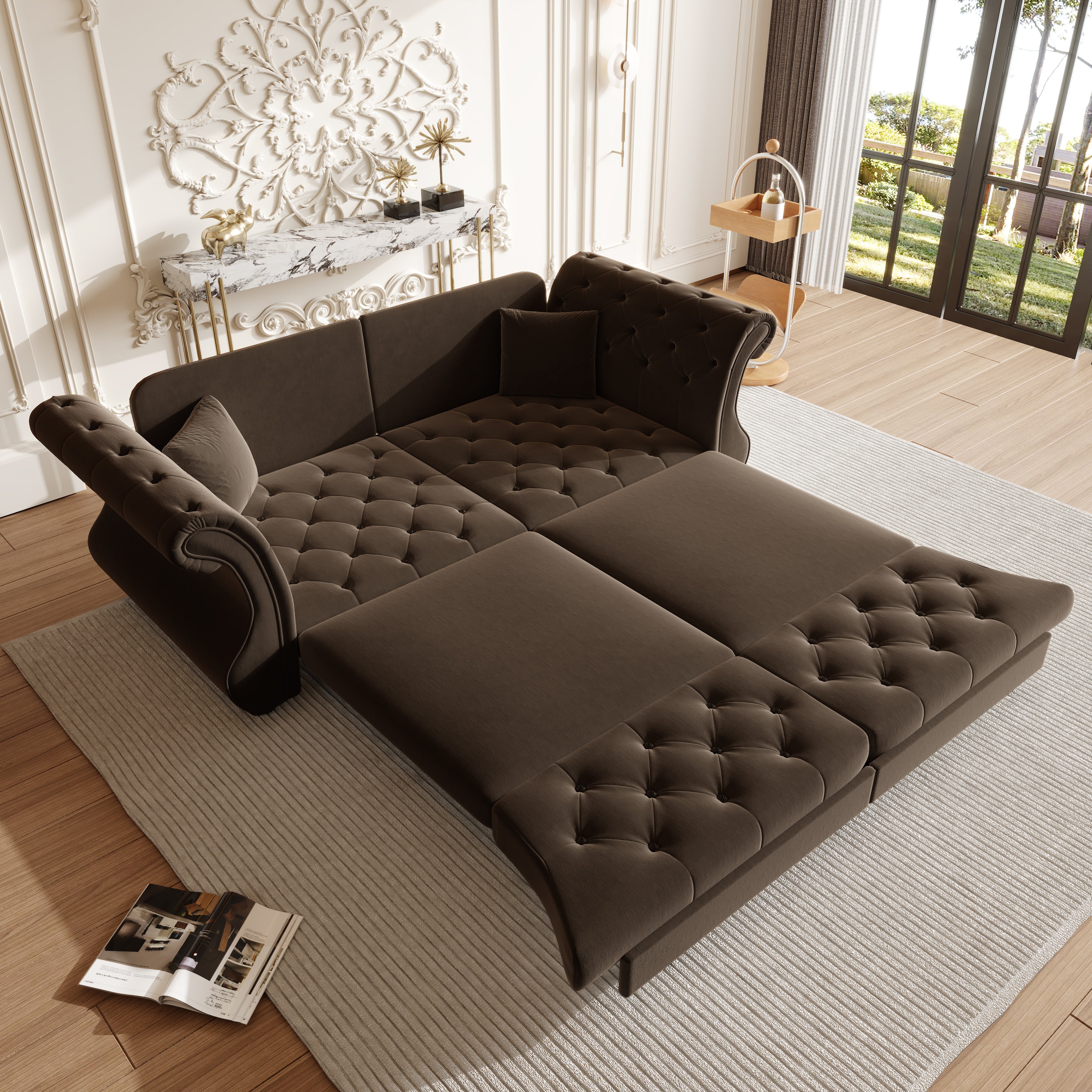 83.8" Oversized Chesterfield Pull Out Sofa Bed