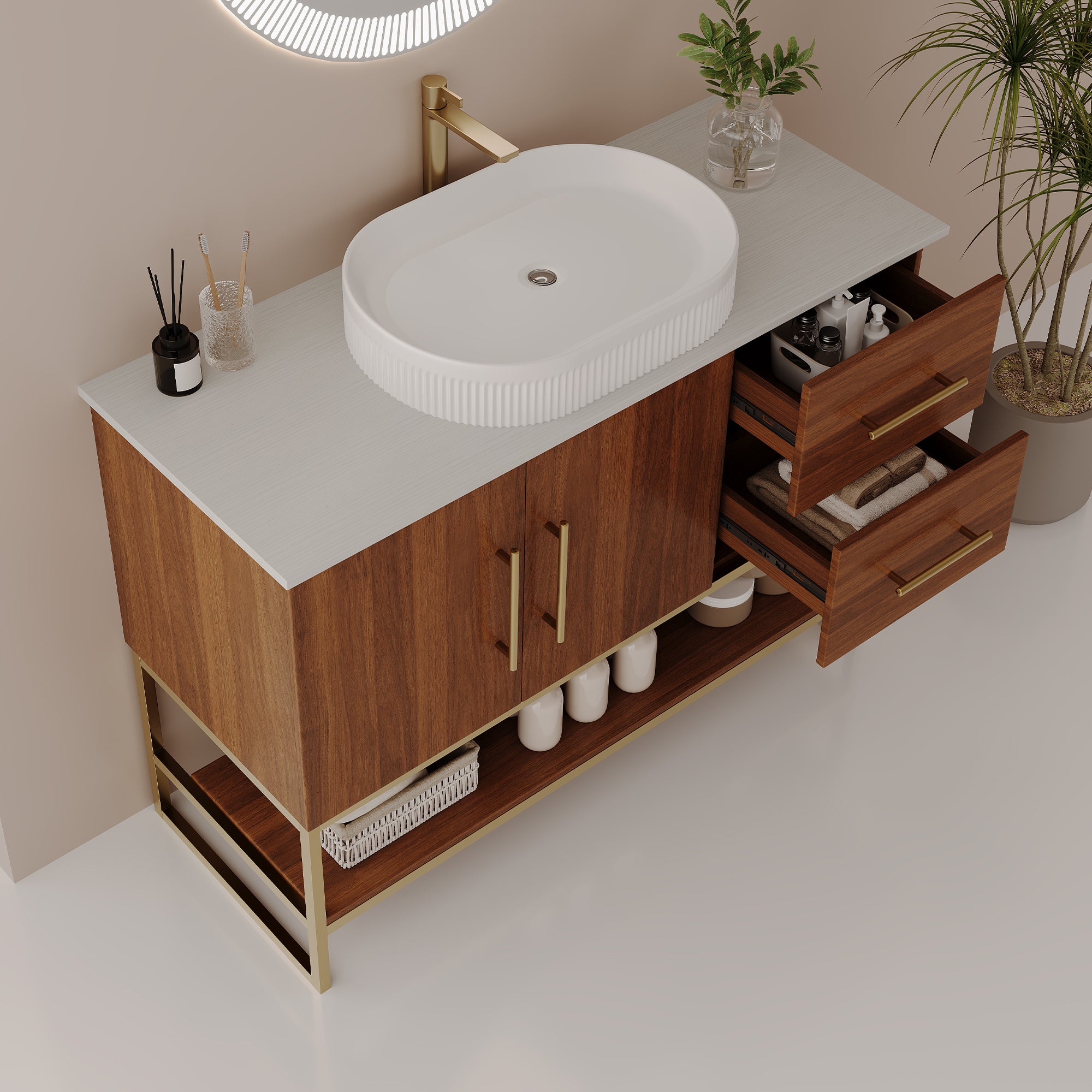 36" Modern Bathroom Vanity with Ceramic Vessel Sink