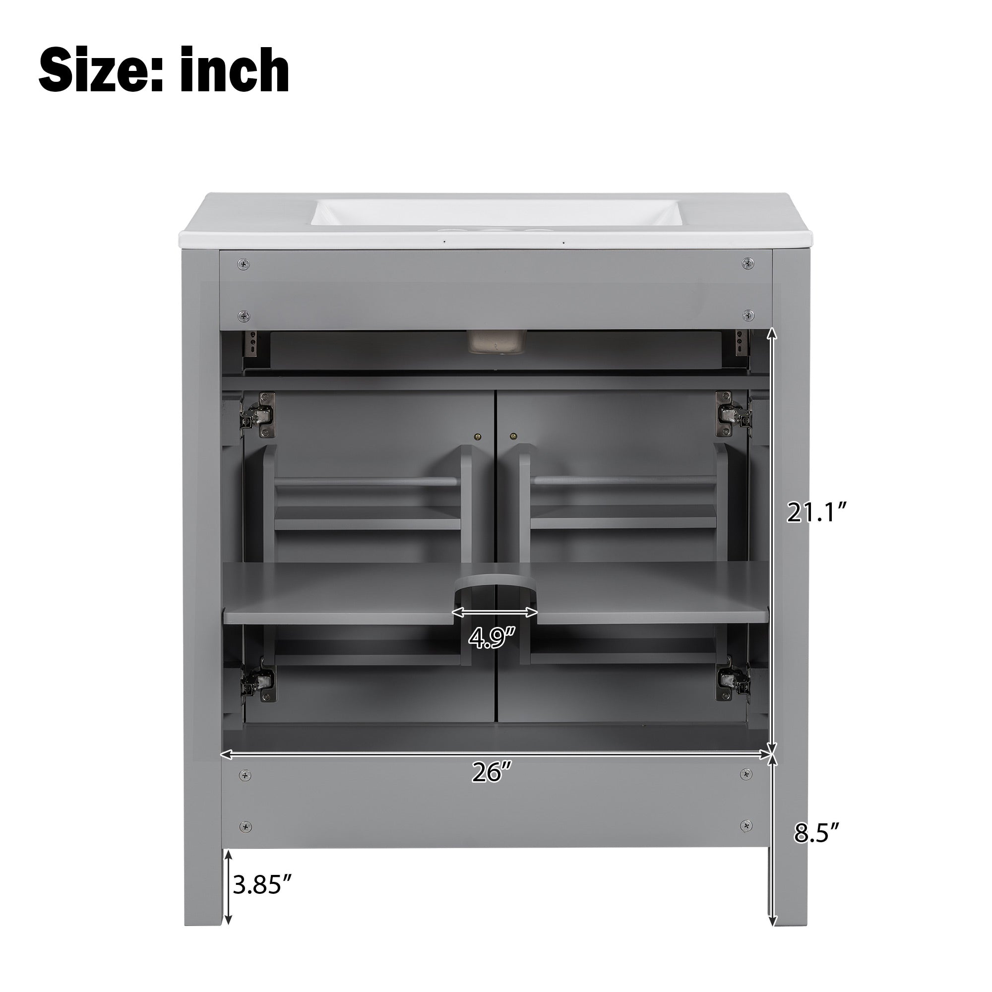 30" Bathroom Vanity with Ceramic Sink, Modern