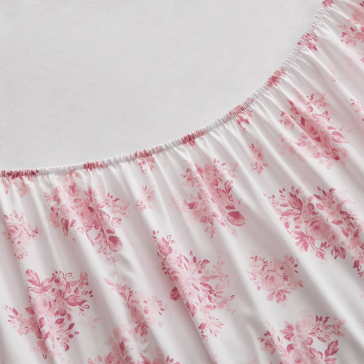 4-Piece Full Microfiber Sheet Set, Pink Floral, Ruffled Hem