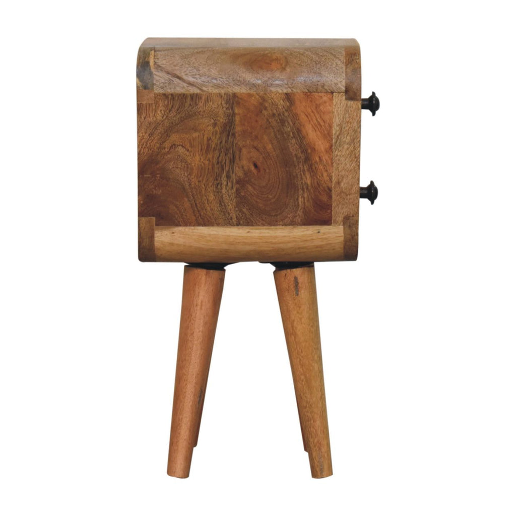 Solid Wood Extra Mini Curved Oak-ish Bedside Table