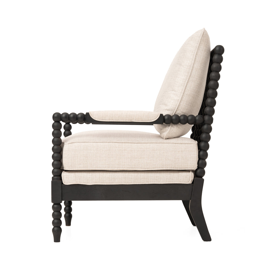 Rubber Wood Accent Chair with Upholstered Fabric