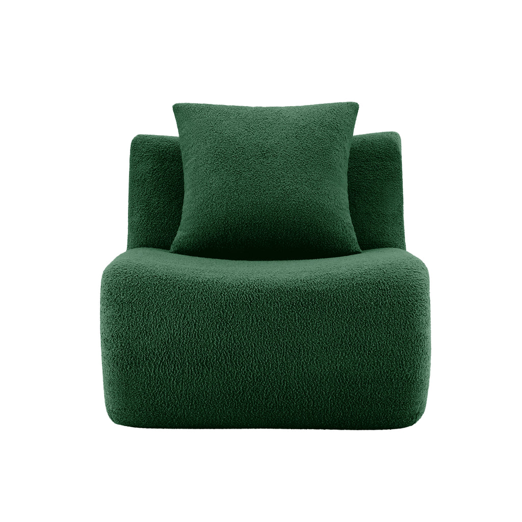 Armless Sofa With Pillow Teddy Fabric - Green