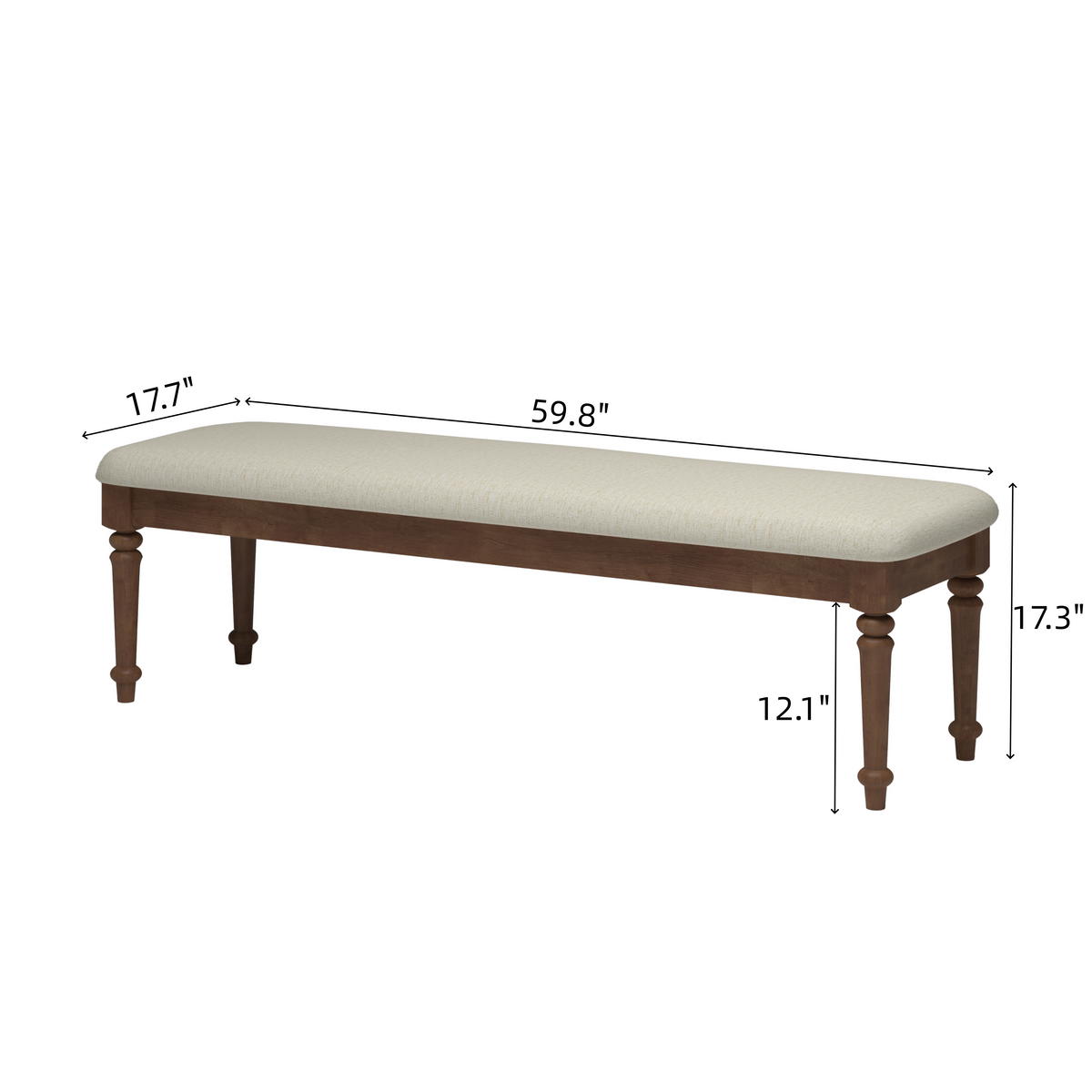 4-Piece Fluted King Bedroom Set with Linen Headboard, Walnut