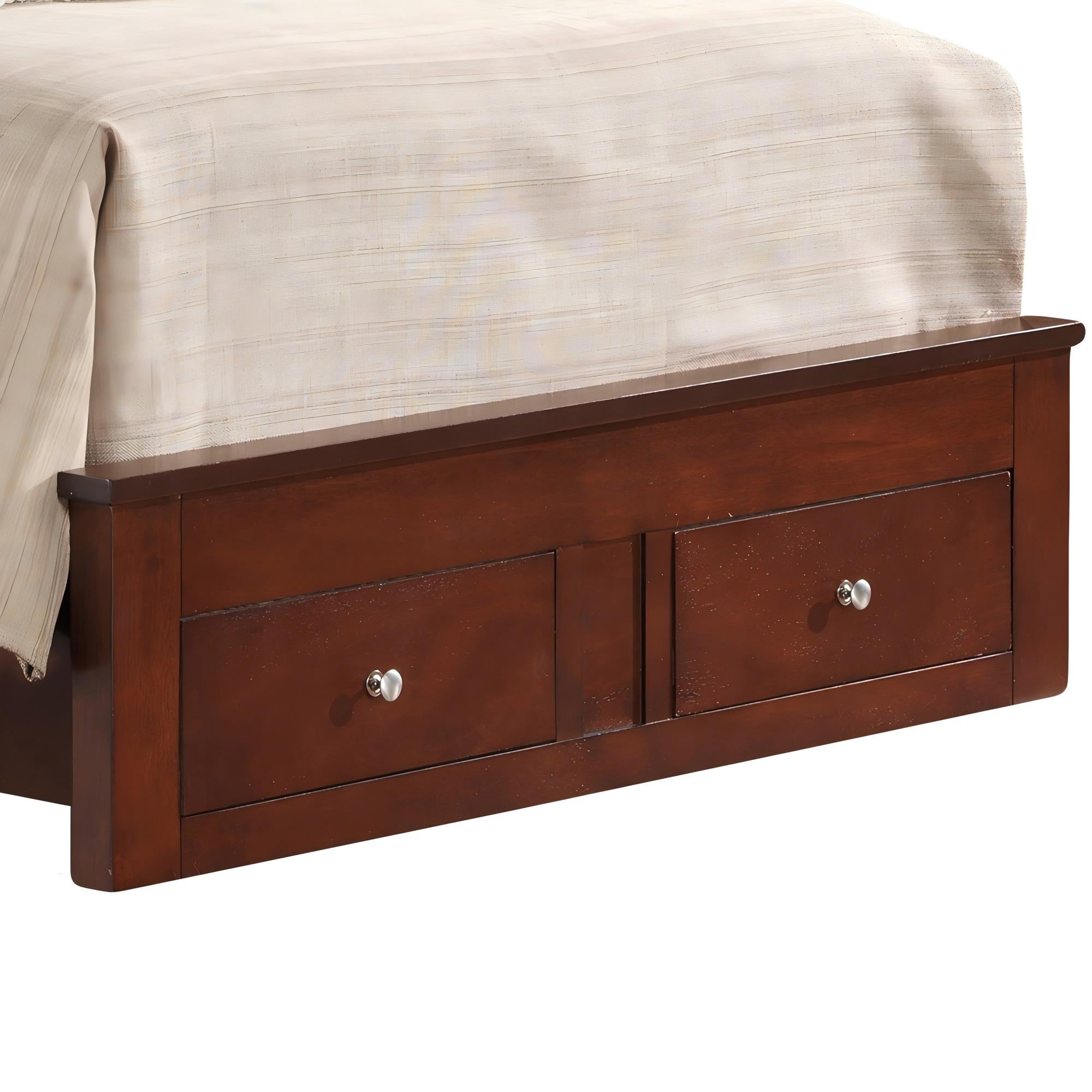 Elegant Twin Bed With Storage In Cherry Finish