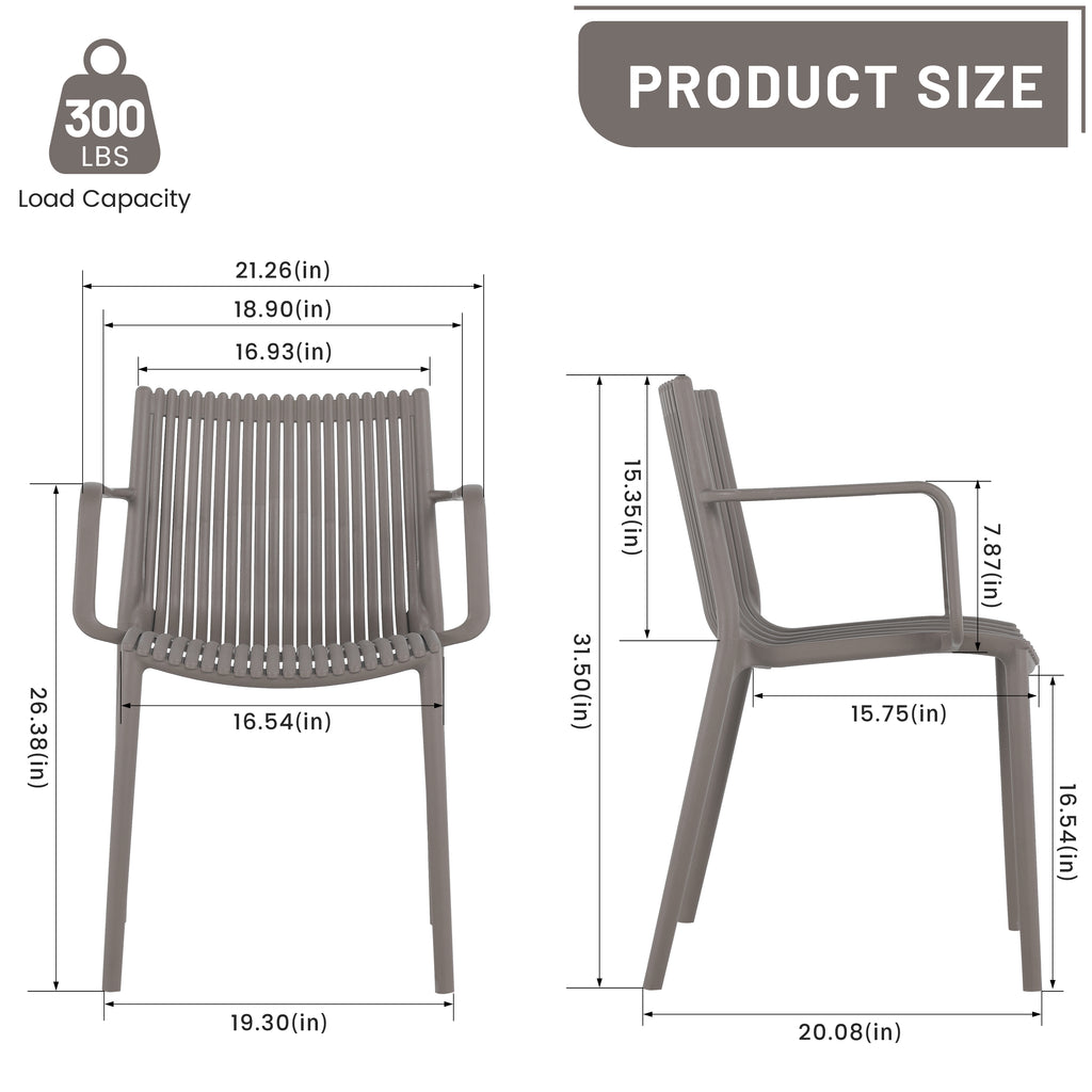 Summer 4pcs Modern Stackable Plastic Armchair Set