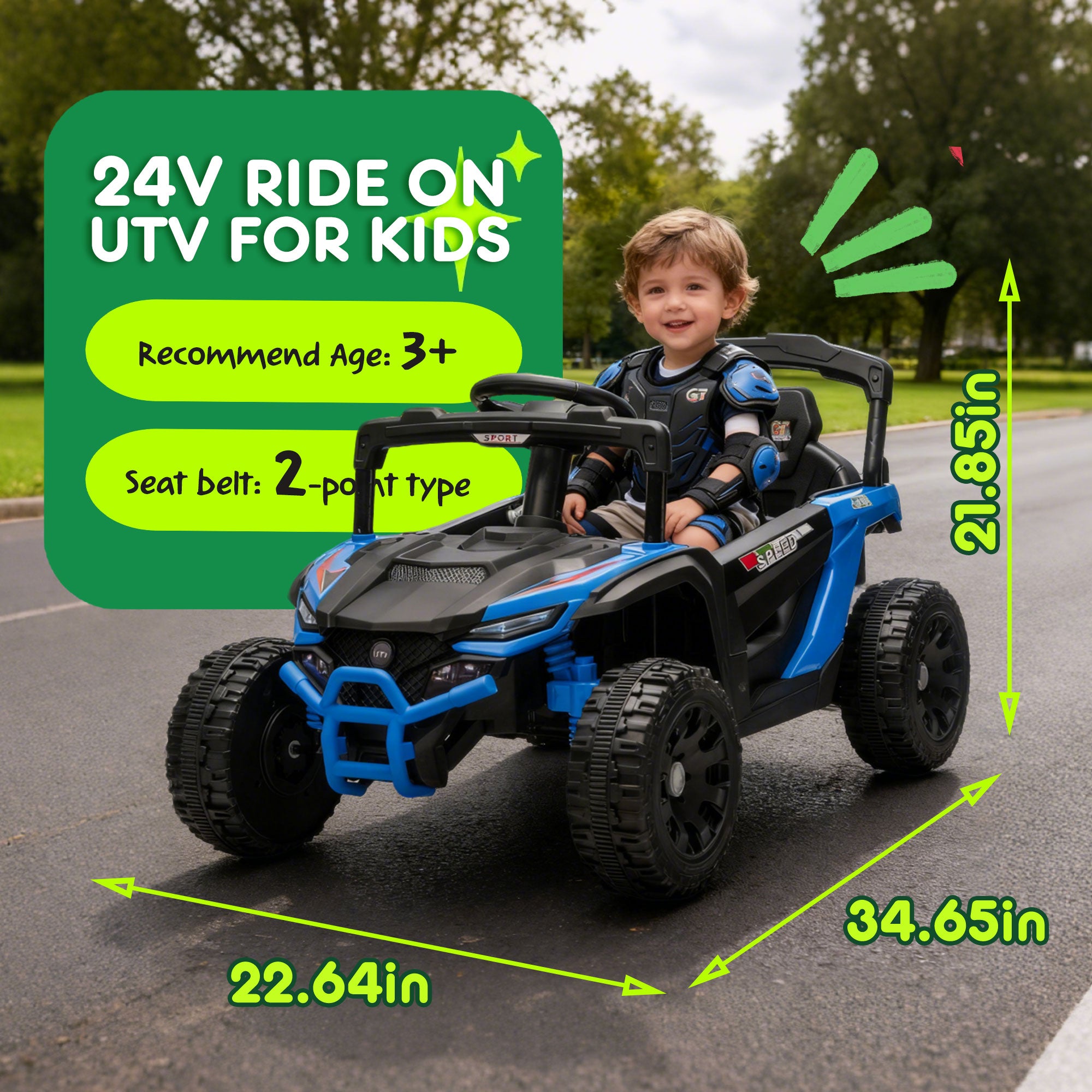 24V Kids Ride On UTV with Bluetooth and Music