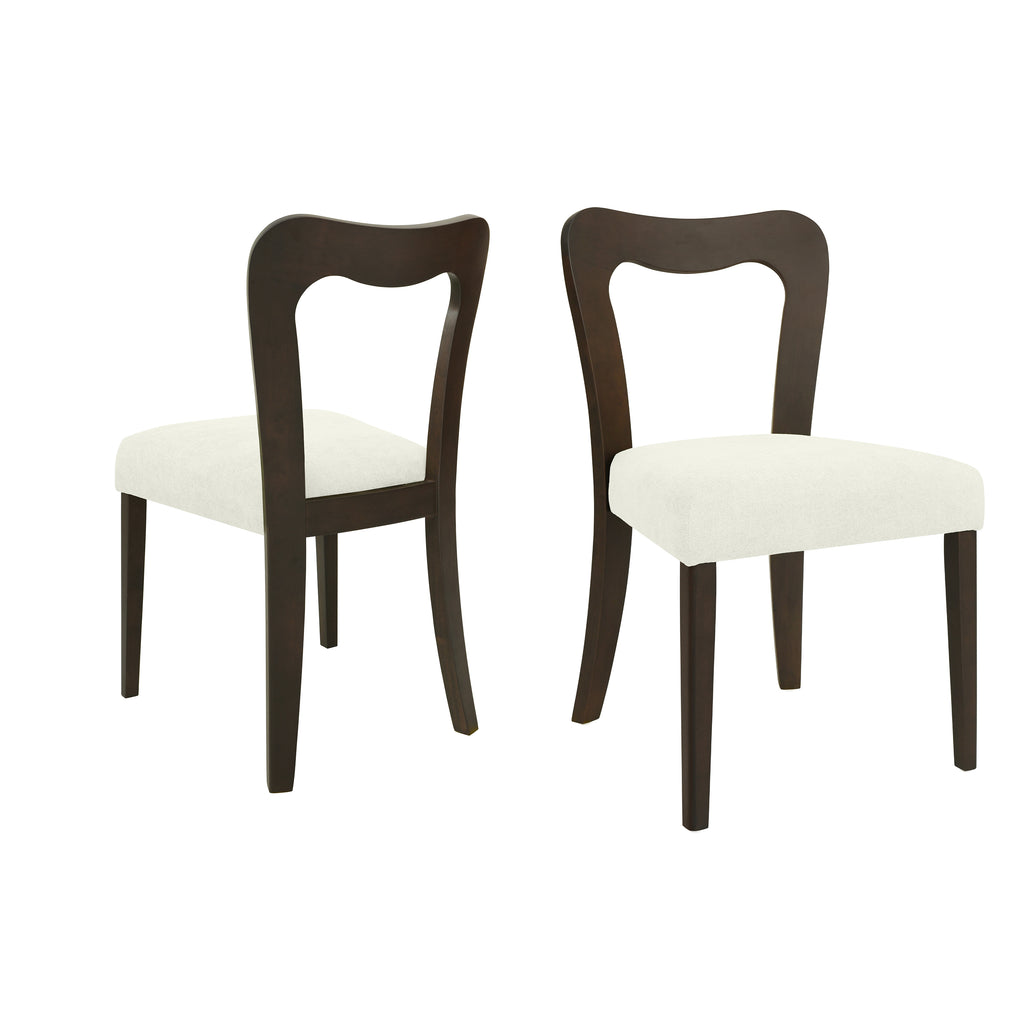 Dining Chair Without Arm Set of 2 - Dark Brown and Beige