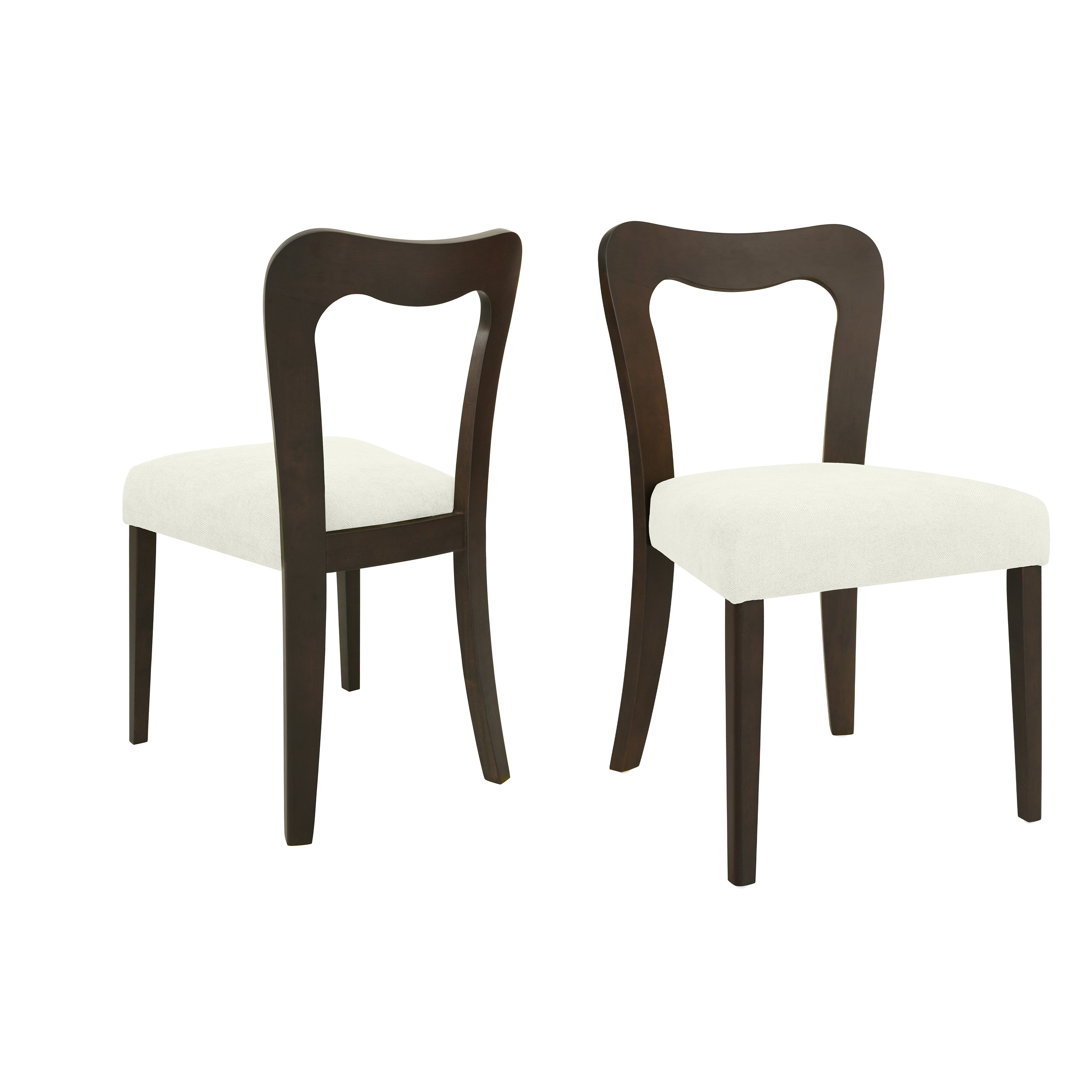 Dining Chair Without Arm Set of 2 - Dark Brown and Beige