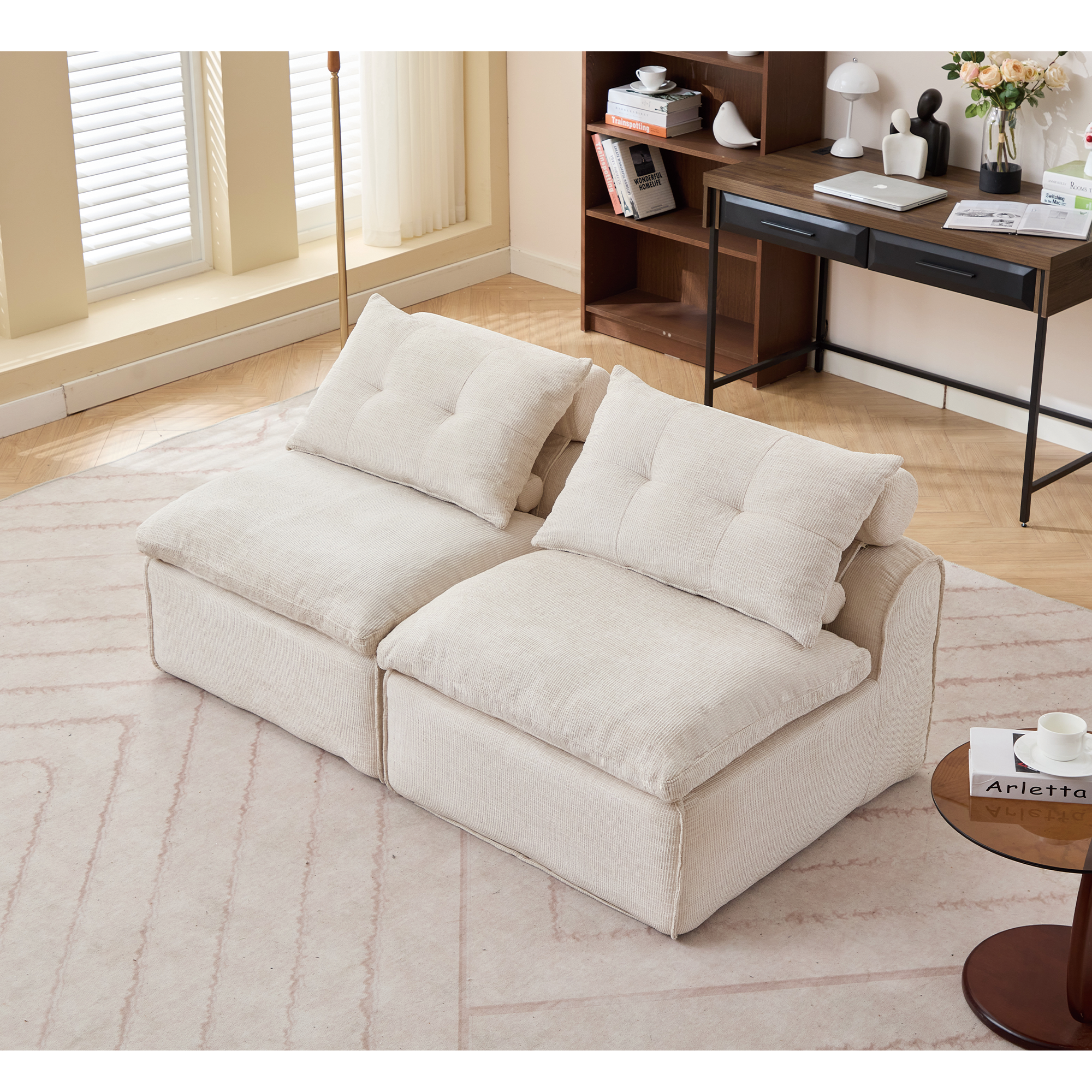 Modular Sofa with Neck and Lumbar Pillows