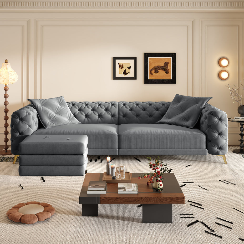 3-in-1 Convertible Sleeper Sofa with Movable Ottoman
