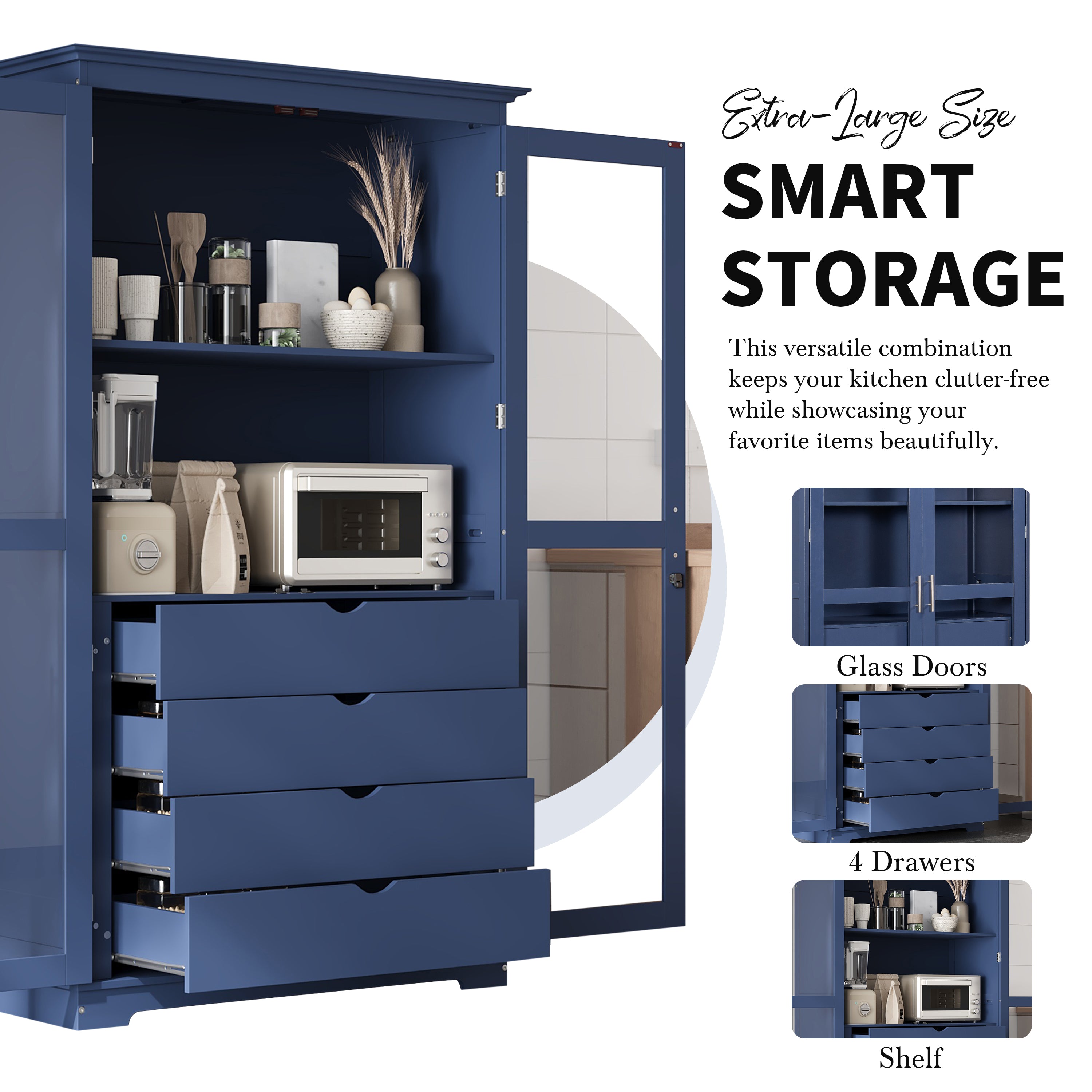 TOPMAX 44.7x20x75 Inch Kitchen Pantry
