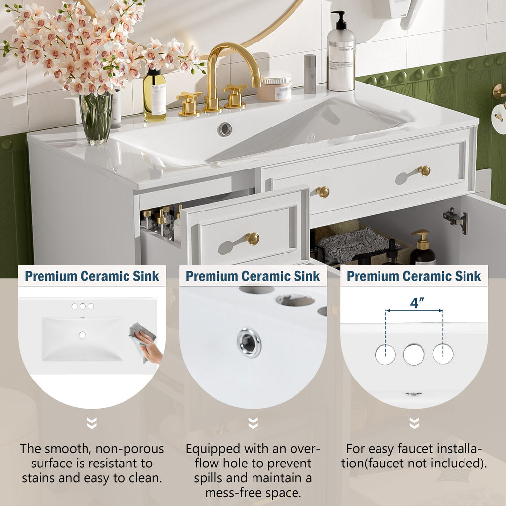 36" Bathroom Vanity with Ceramic Sink