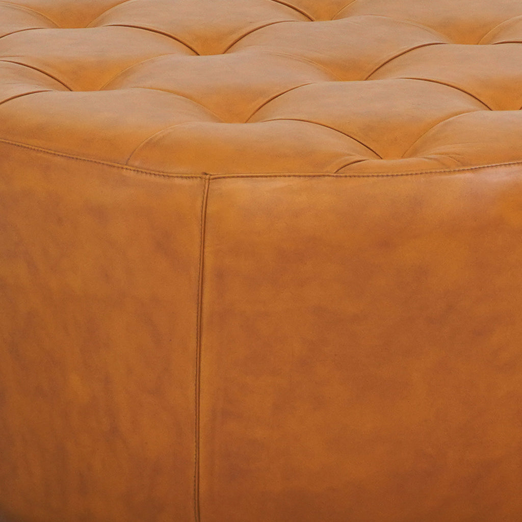 Seletar Tan Leather Ottoman