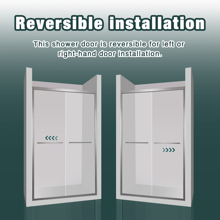 44-48"x76" Aluminum Frame Double Sliding Shower Door
