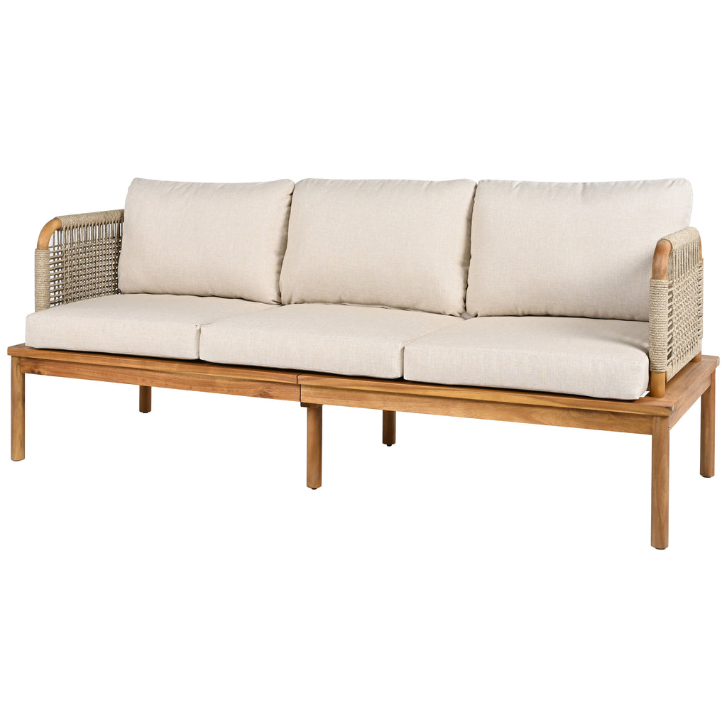 Outdoor 5-Piece Acacia Wood and Rope Patio Sofa Set