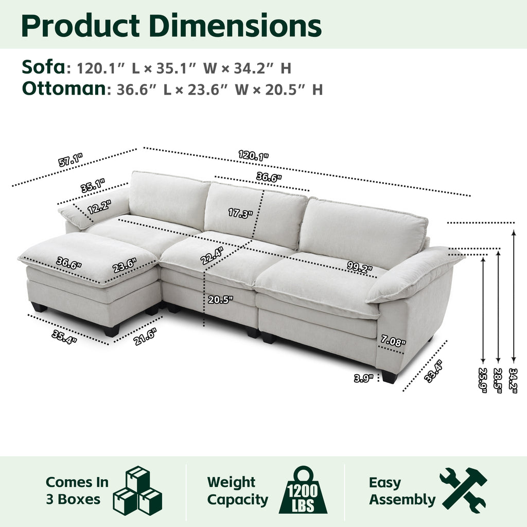 Luxury L Shape Sofa with Ottoman