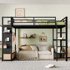 Queen Size Loft Bed Frame with Wardrobe