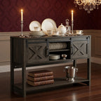 46" Modern Farmhouse Entryway Table with Storage & Sliding Barn Door, Dark