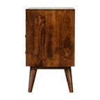 Classic Chestnut Nightstand, 2-Drawers, 1 Open-Slot, Nordic Legs