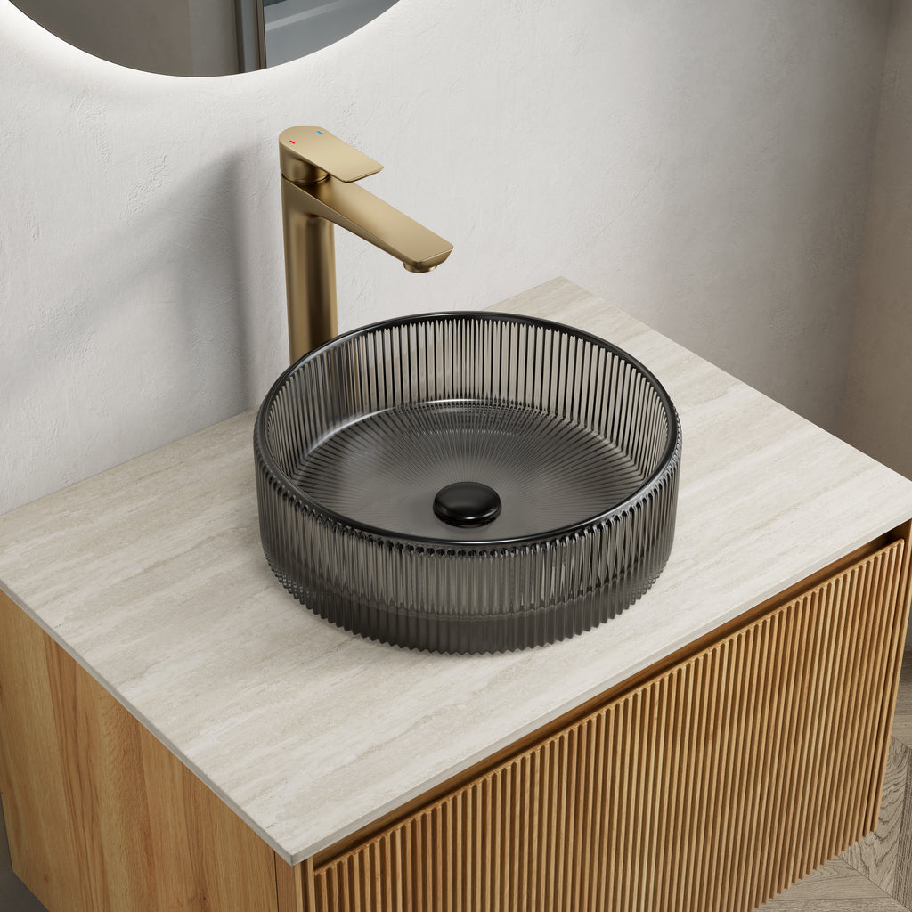 Sonny 14'' Bathroom Round Crystal Glass Sink