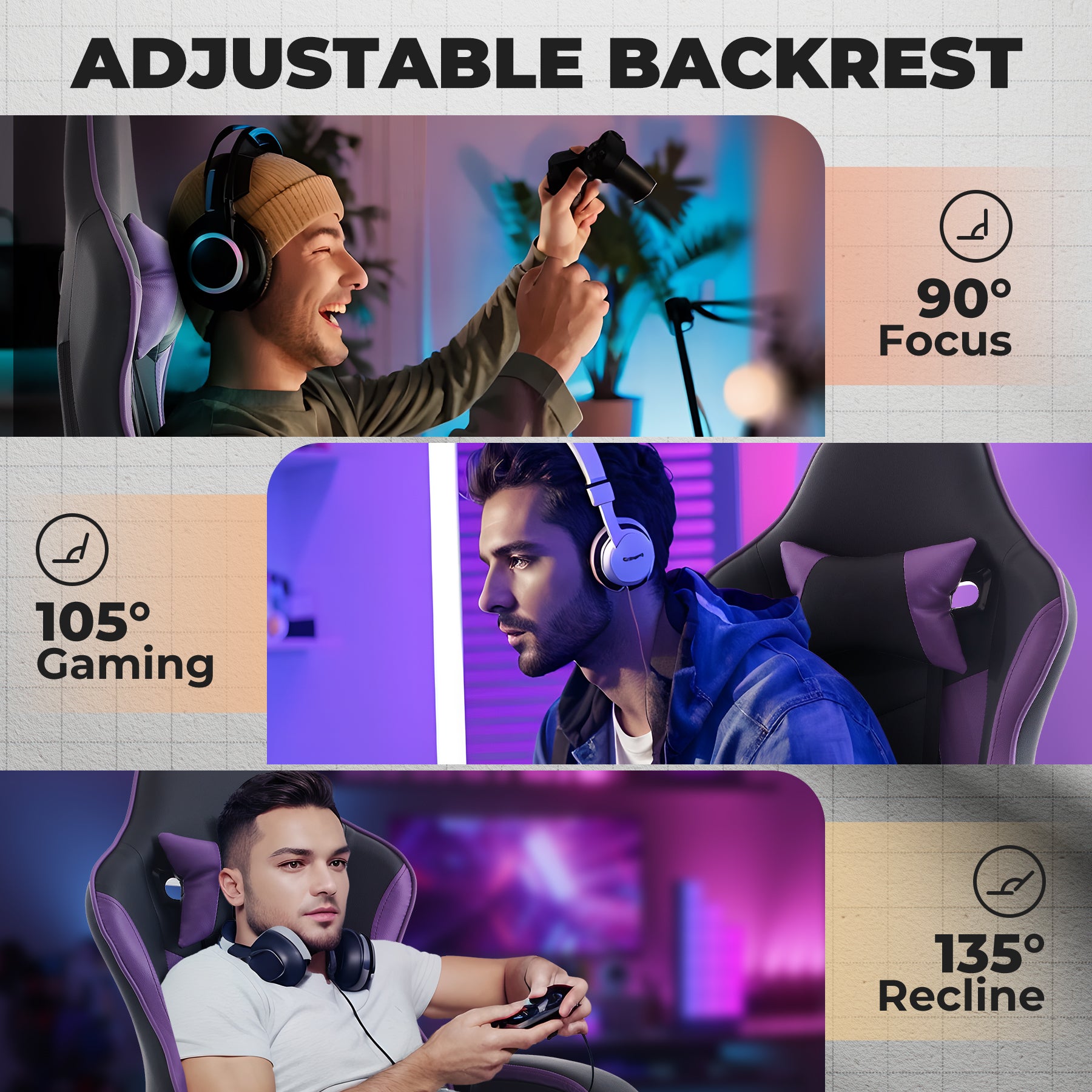 Gaming Chair with Footrest and Massage Lumbar Support