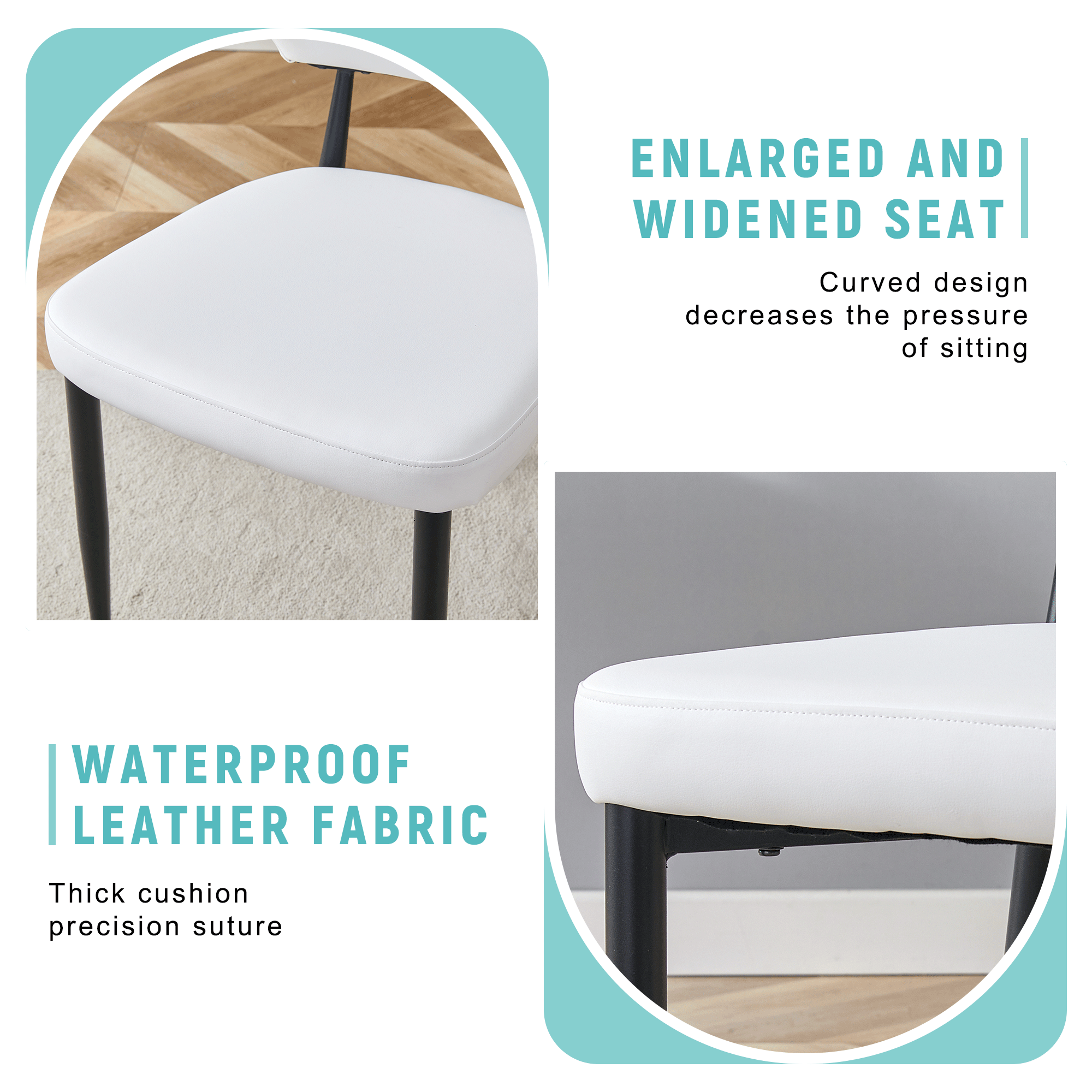 White Minimalist Ergonomic Dining Chair Set of 4