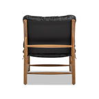 Oxford 26.5" Leather Mid-Century Modern Accent Chair, Noir