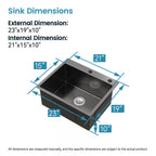 Stainless Steel Kitchen Sink, 23″x19″ Single Bowl, Undermount