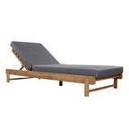 Light Teak Acacia Wood Chaise Lounge Set: 1 Frame + 1 Dark