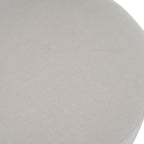 White Fabric Round Ottoman with Wooden Legs