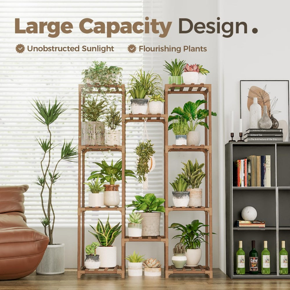 Multiple Plants Pots Wood Flower Stand