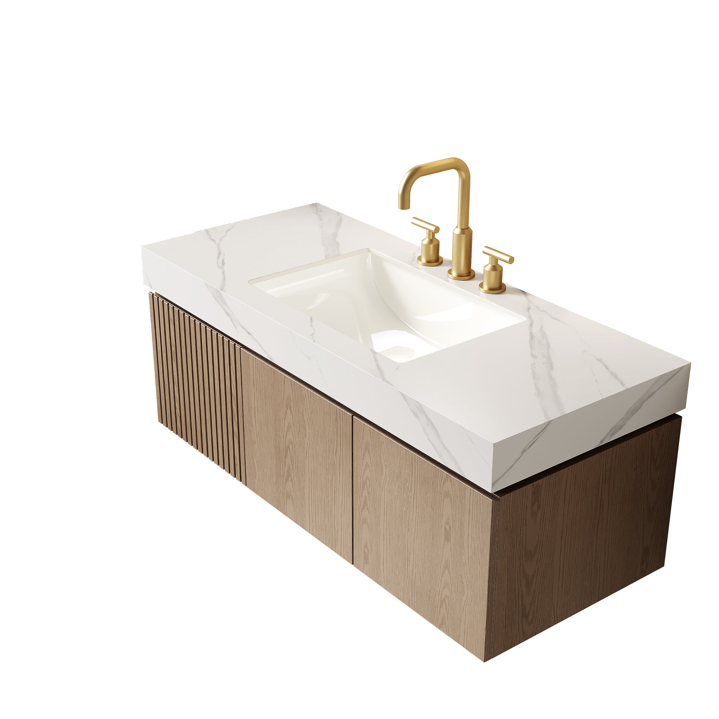 Muri 48" Bathroom Vanity & Sink, Floating Plywood Storage Cabinet
