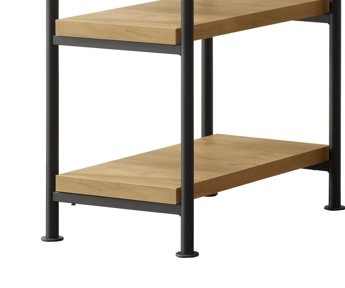 Golden Oak Desk with 4 Storage Shelves, 60-Inch Wide