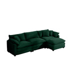 Corduroy 3-Seater Sofa with Ottoman