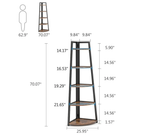 70.07" Tall Corner Shelf, 5 Tier Rustic