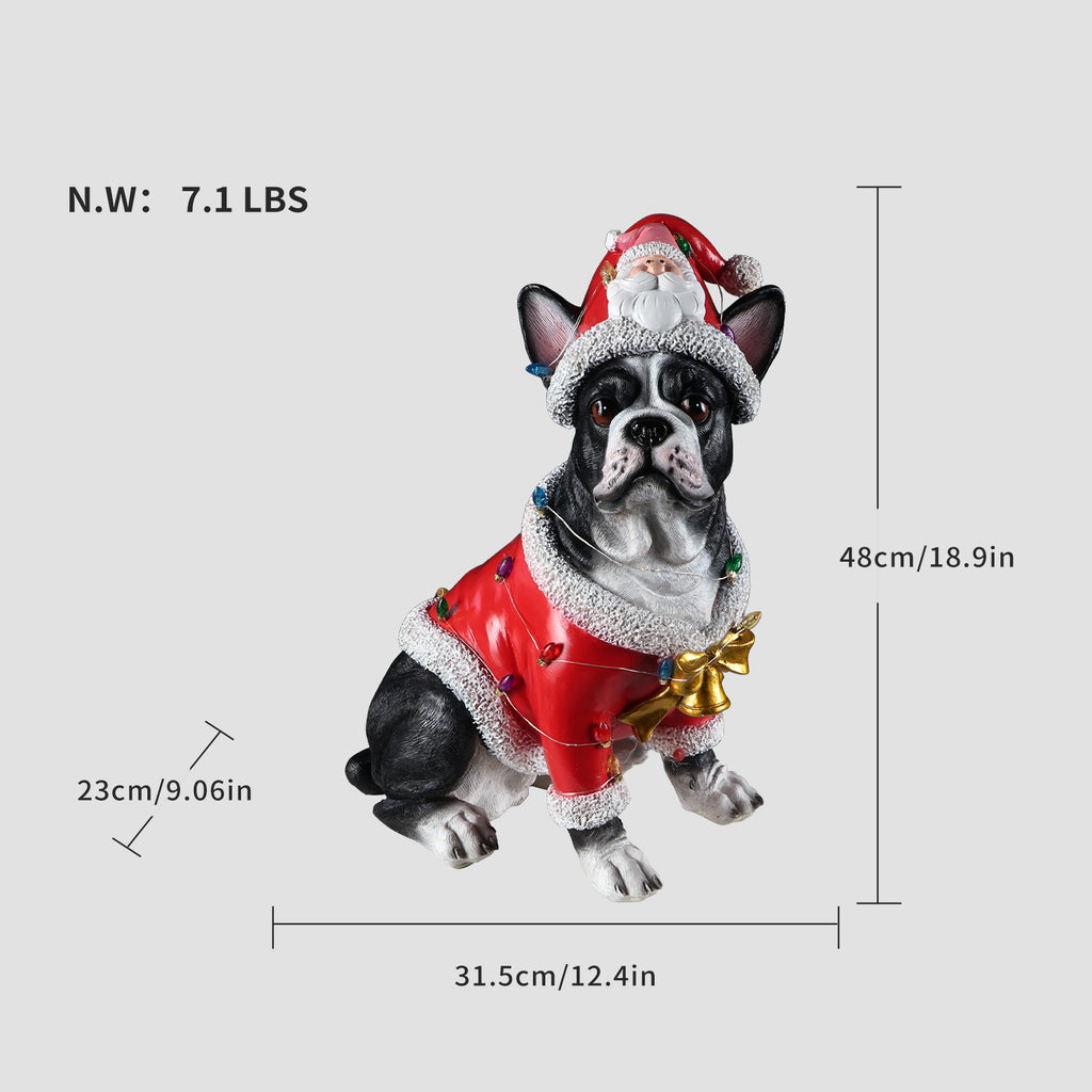 Christmas French Bulldog Statue