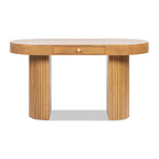 Jesse 55.5" Single Drawer Fluted Oval Console Desk, Honey