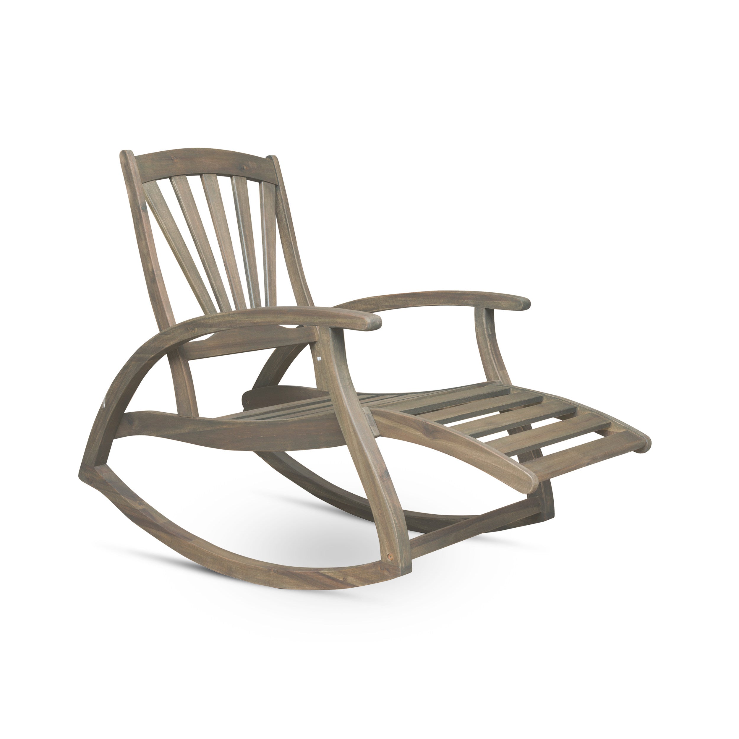 Outdoor Acacia Wood Rocking Chair with Retractable Foot Panel