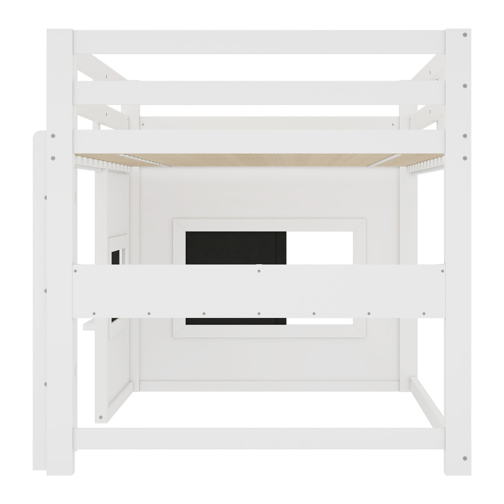 Twin Size Loft Bed With Playful Sliding Chalkboard