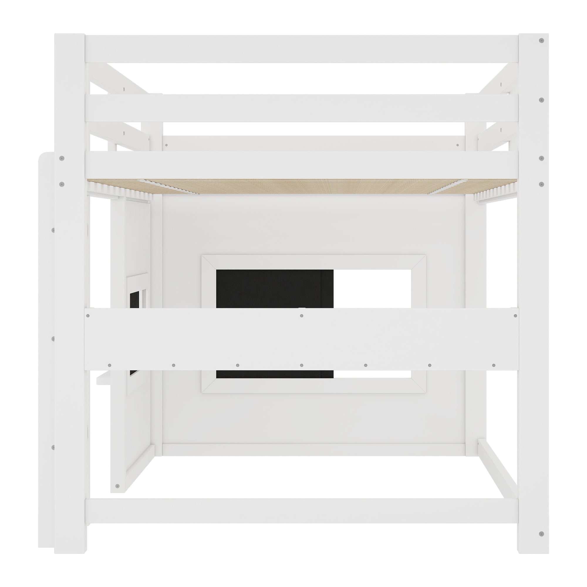 Twin Size Loft Bed With Playful Sliding Chalkboard