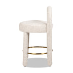 Penny 26.5" Round Arched Upholstered Counter Stool, Set of 2, Travertine